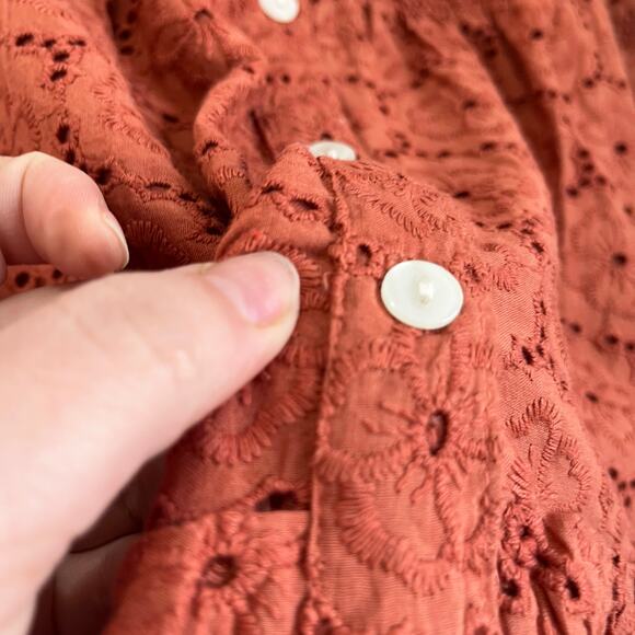 Roller Rabbit Eyelet Floral Peasant Skirt Boho Button Clementine Terracotta Sz M - Picture 8 of 8